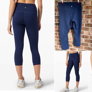 Lululemon  ^2020 Wunder Under Crop High-Rise Spray 21" Indigo Spray Mineral Blue